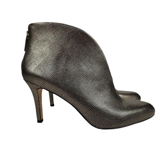 Louise et Cie Ghisonni Metallic Gold Black Heeled Booties Leathe Women's Size 10 - Picture 3 of 14